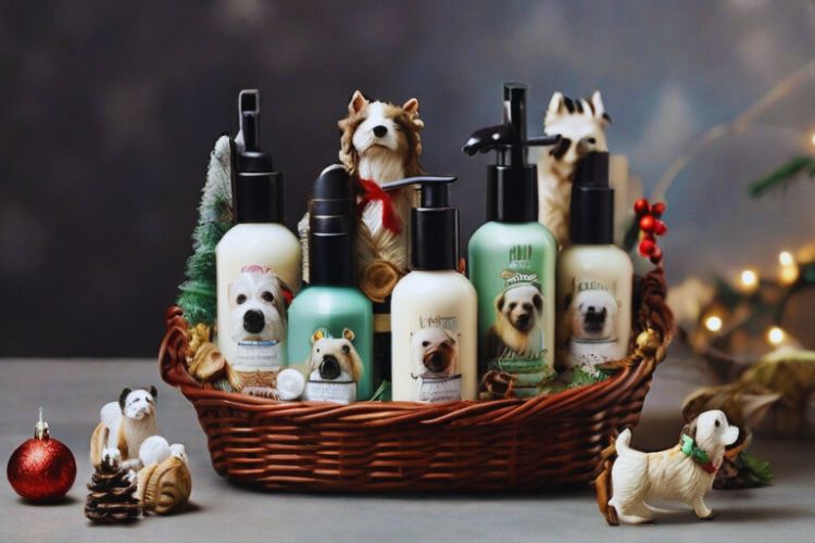 cesta de shampoo para cachorro no natal