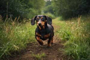 cachorro Dachshund no mato