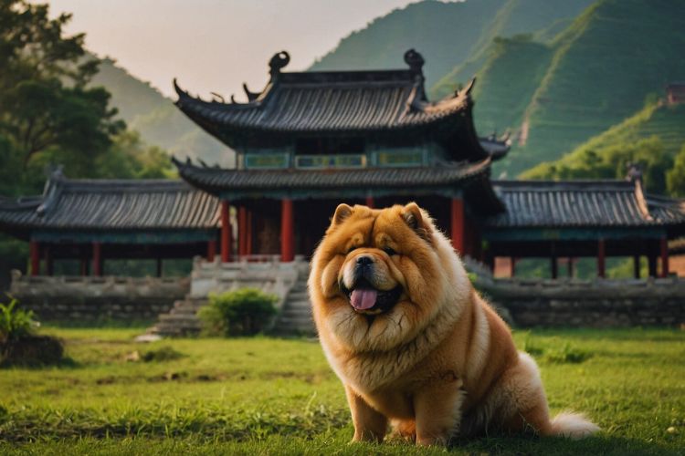 cachorro chow chow fazendo a guarda da fazenda na china