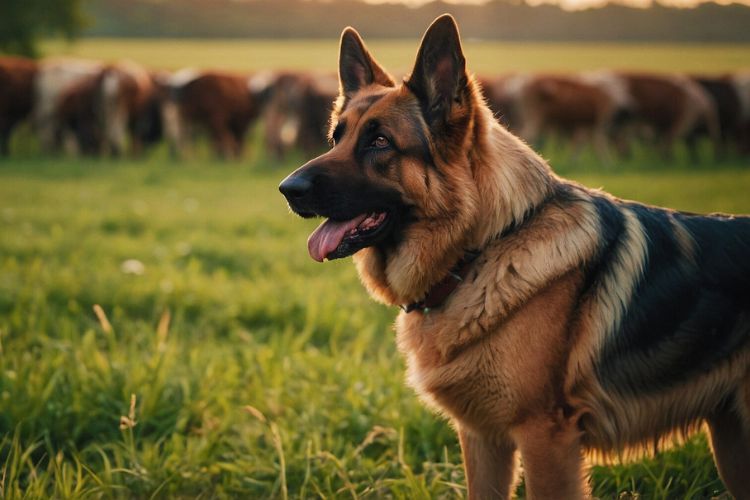 cachorro pastor alemão no pasto verde 
